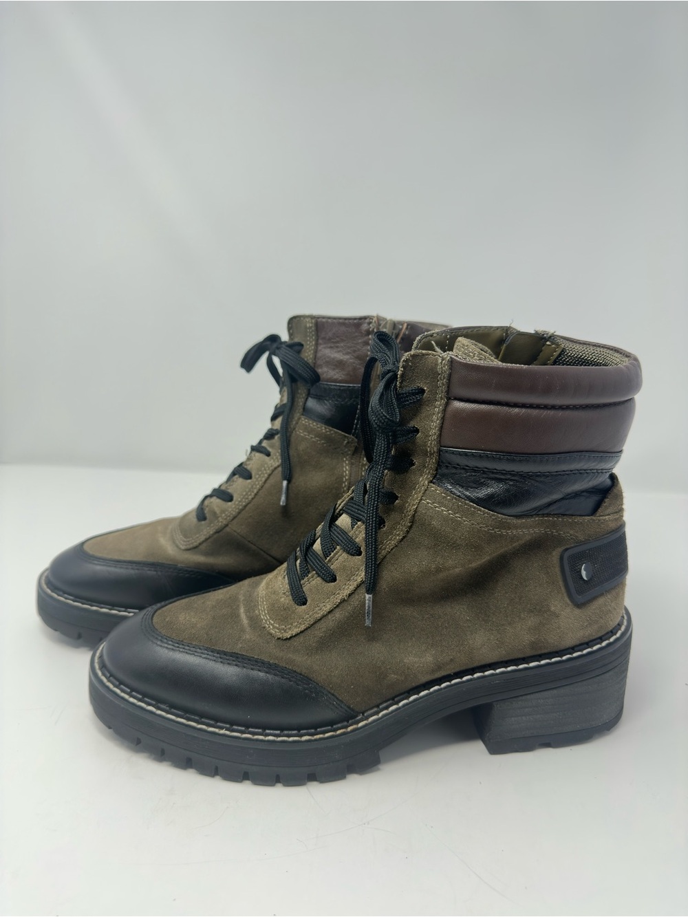 Franco Sarto L-Tangier Boots Size 9M Brown Leather Suede Cabincore Hiking Gorp